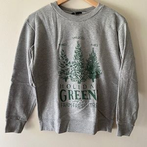 J Crew Holiday Greens Fleece Sweatshirt Crewneck Size Small